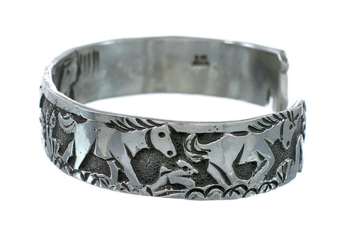 Native American Navajo Sterling Silver Horse Cuff Bracelet JX130602